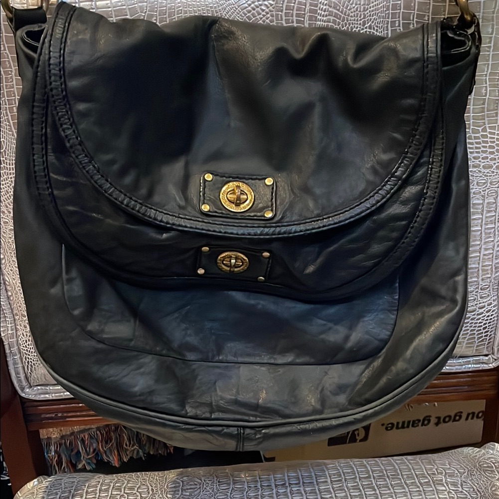 Marc Jacobs Black Leather Bag With Turn-Lock Closure